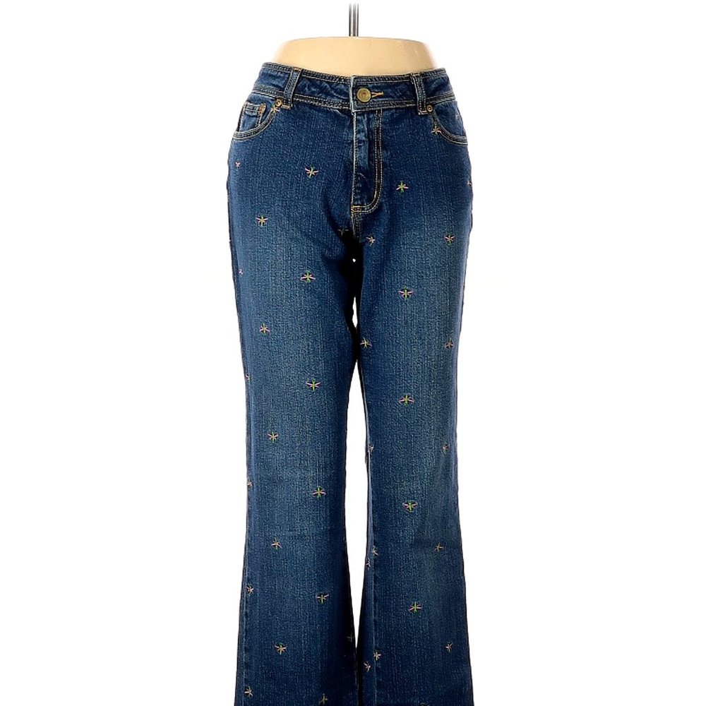 Women's Lilly Pulitzer Flared Bottom  Jeans Dragonfly Embroidered Size 8